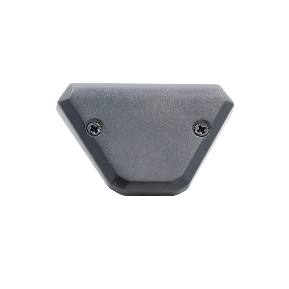Vista frontale laser clip per ANGY cod. 8200-1069, corpo grigio antracite opaco con forma trapezoidale e due viti Phillips visibili
